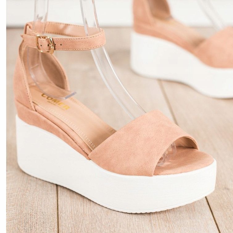 Comer Sandálias leves na plataforma bege 1