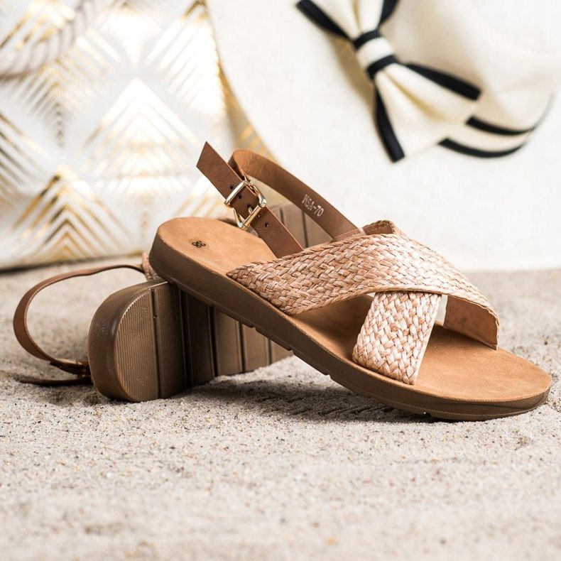 SHELOVET Sandálias Trançadas Confortáveis castanho laranja 1