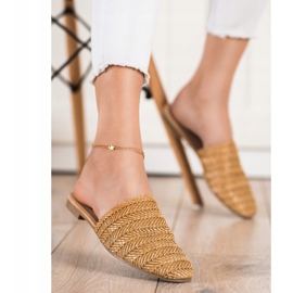 SHELOVET Chinelos de palha marrom 2