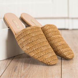 SHELOVET Chinelos de palha marrom 1