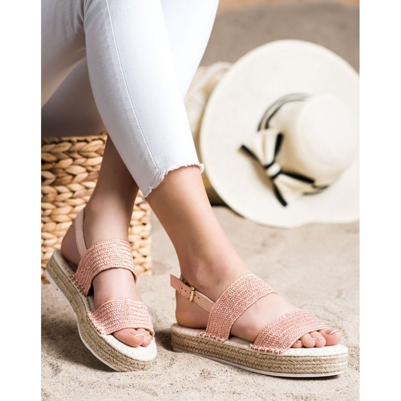 SHELOVET Sandálias trançadas na plataforma rosa 2