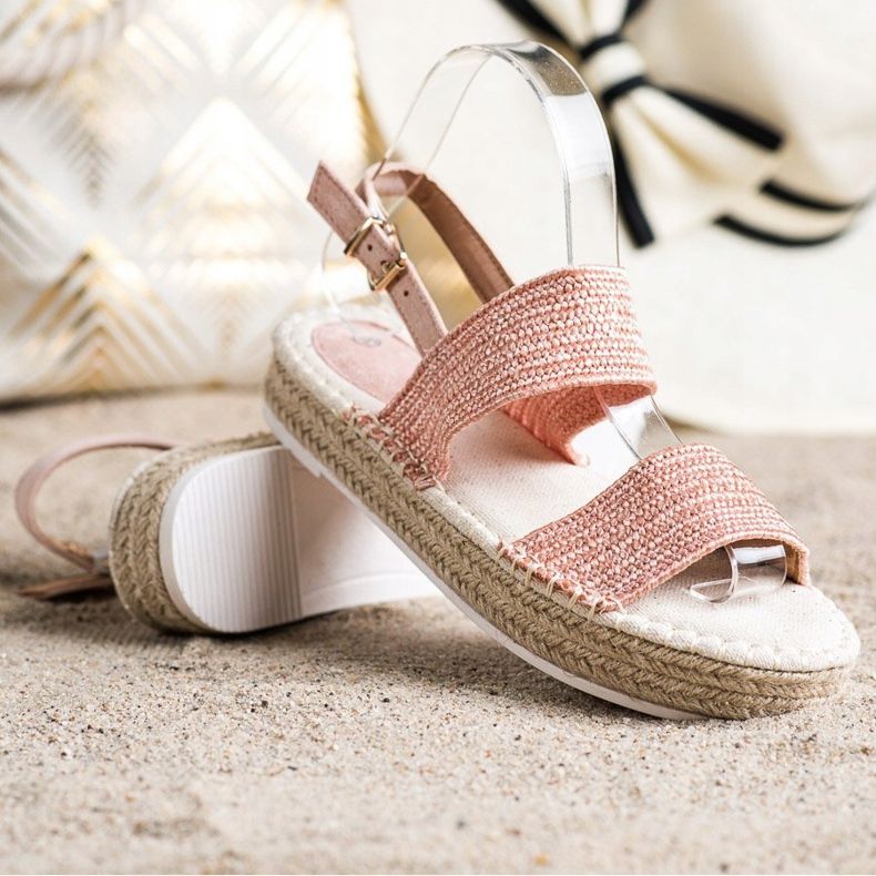 SHELOVET Sandálias trançadas na plataforma rosa 1