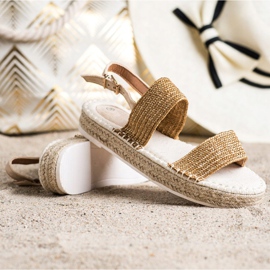 SHELOVET Sandálias trançadas na plataforma bege laranja 1