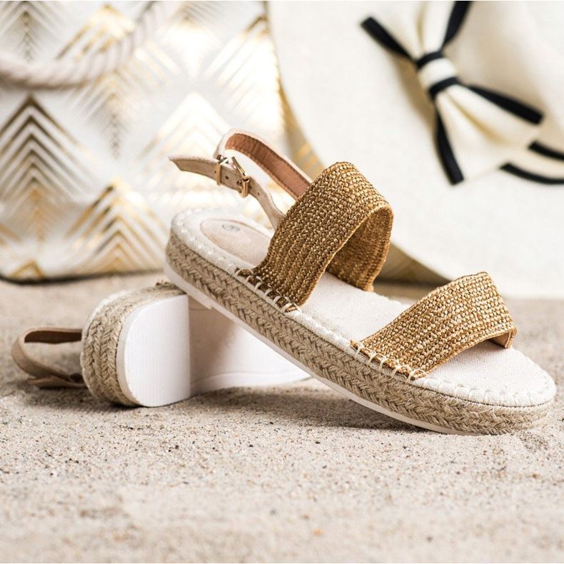 SHELOVET Sandálias trançadas na plataforma bege laranja 1