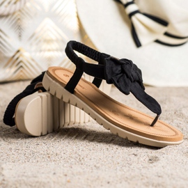 SHELOVET Sandálias de chinelo com laço preto 1