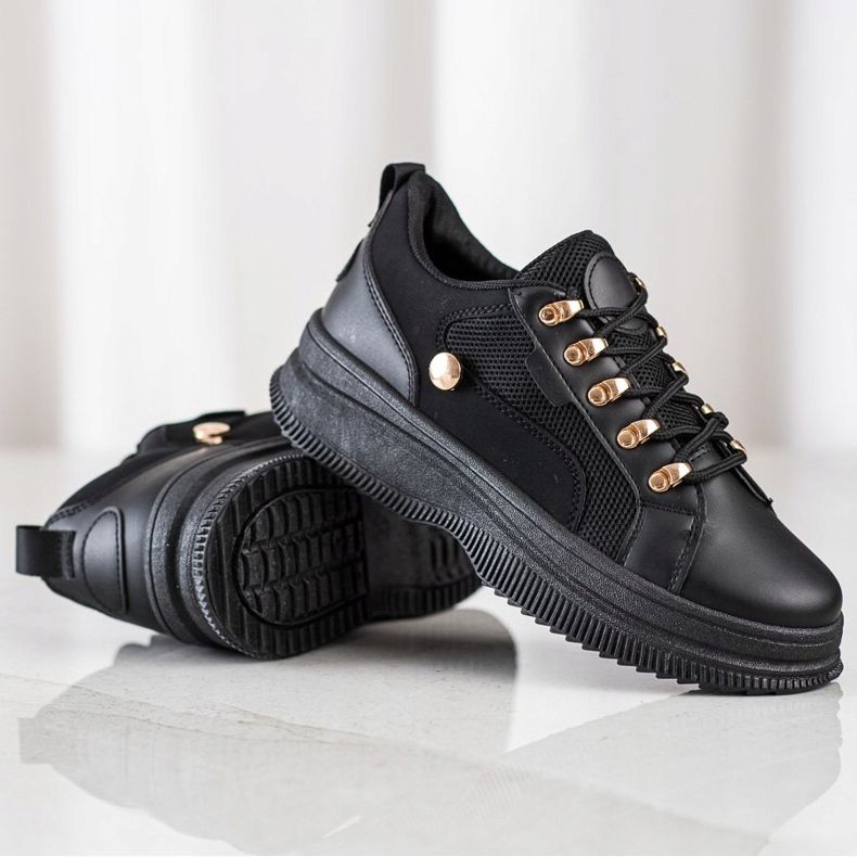 SHELOVET Tênis pretos na plataforma 1