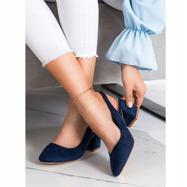 Goodin Sapatos deslizantes com calcanhar exposto azul marinho azul 1