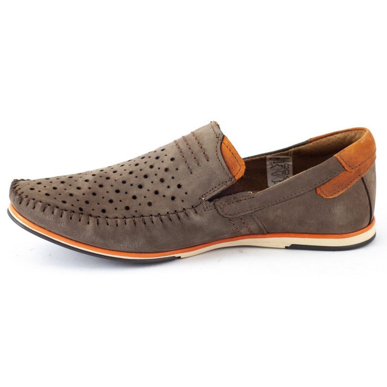 KOMODO Sapatos masculinos mocassins 876 marrom verão laranja 1