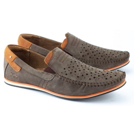 KOMODO Sapatos masculinos mocassins 876 marrom verão laranja 2
