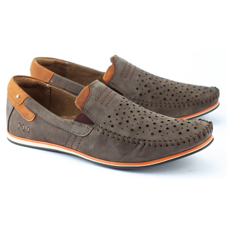 KOMODO Sapatos masculinos mocassins 876 marrom verão castanho laranja 2