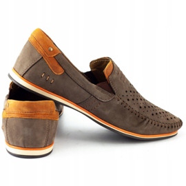 KOMODO Sapatos masculinos mocassins 876 marrom verão castanho laranja 3