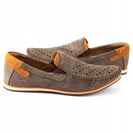 KOMODO Sapatos masculinos mocassins 876 marrom verão laranja 4
