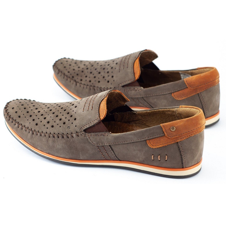 KOMODO Sapatos masculinos mocassins 876 marrom verão laranja 5