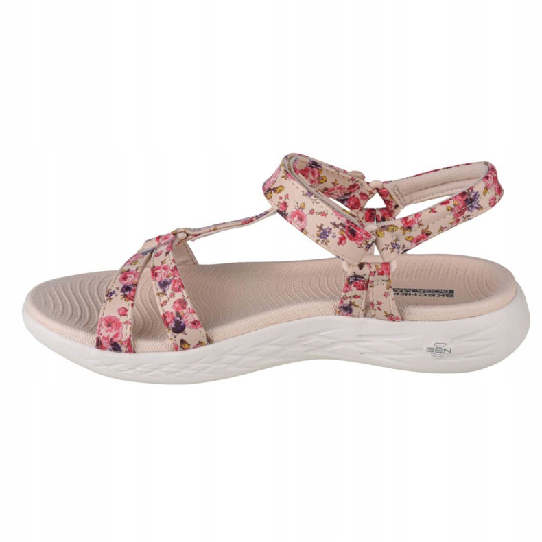 Sandálias Skechers On The Go 600 Fleur W 140018-NTMT bege vermelho tolet rosa 1 Sandálias Skechers On The Go 600 Fleur W 140018-NTMT bege vermelho tolet rosa 1