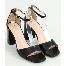 Sandálias com salto quadrado, preto TU173P-PU Preto Pu 1