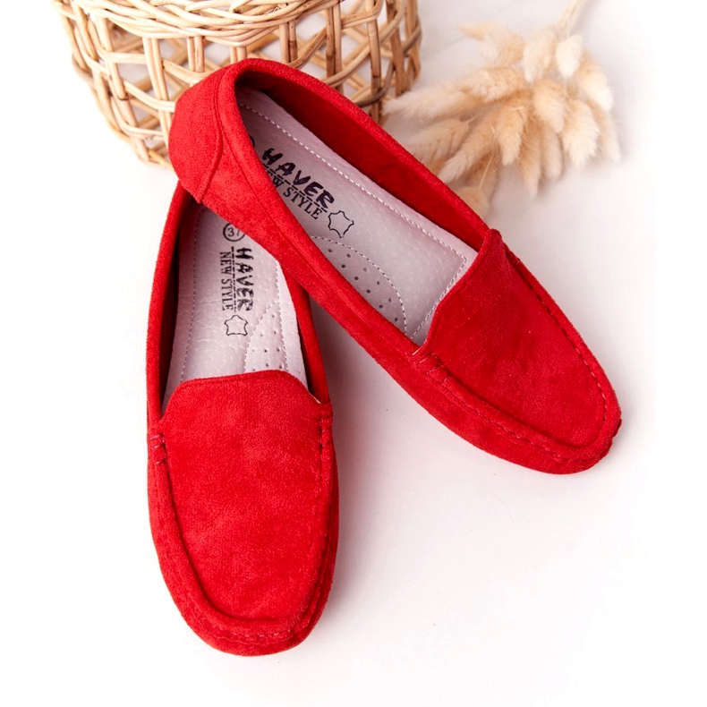 PH1 Mocassins de camurça vermelho San Marino feminino 5