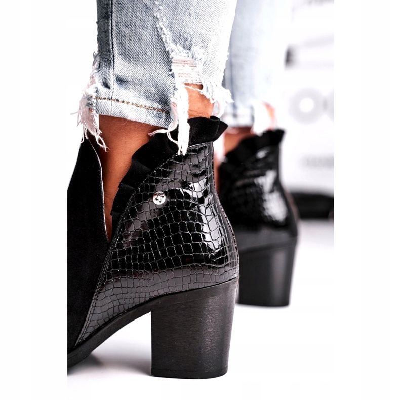 Botas de salto feminino, couro primavera Maciejka preto 04833-01 1