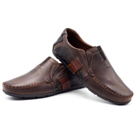 Mario Pala Mocassins de couro masculino 834 marrom 4