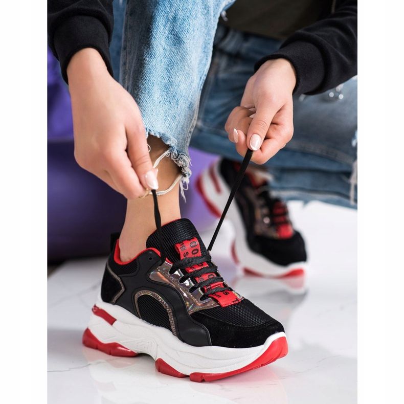 Tênis na plataforma FASHION preto vermelho 2