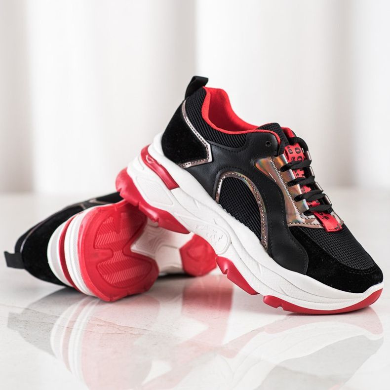 Tênis na plataforma FASHION preto vermelho 1