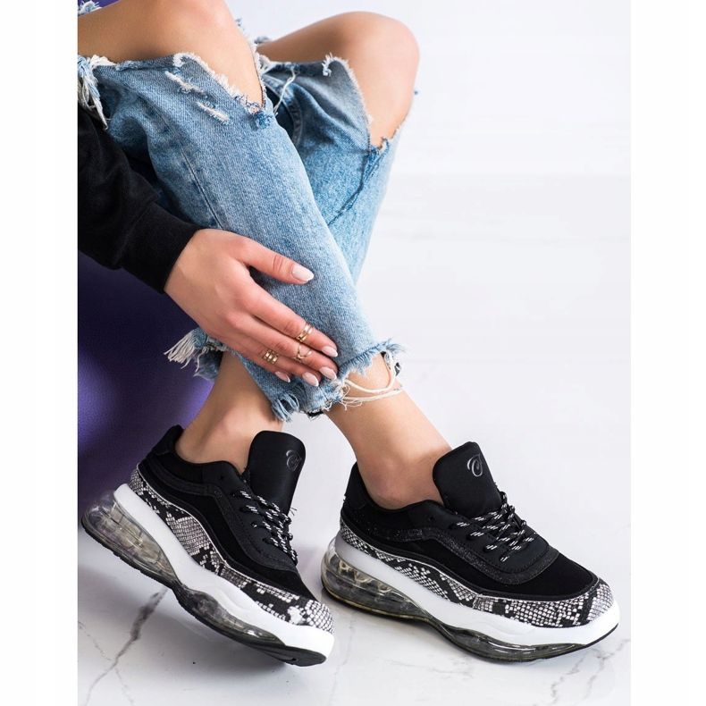 SHELOVET Tênis em uma plataforma transparente branco preto 1