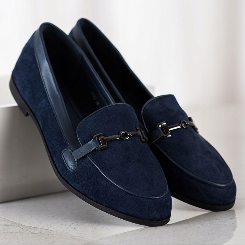 Coura Mocassins Com Ornamento azul marinho 2