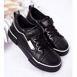 Tênis de couro infantil com velcro Big Star HH374029 preto 2