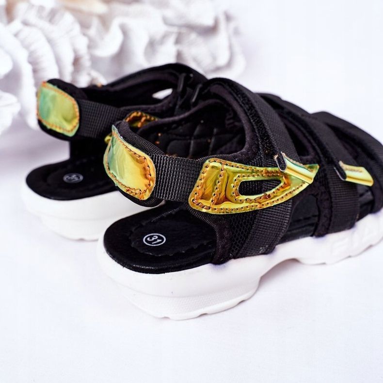 Sandálias esportivas infantis com Velcro Preto Flyn 1
