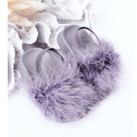 FR1 Chinelos infantis de borracha com pele cinza claro Skylar 2