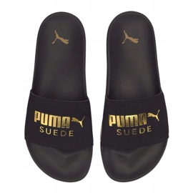 Chinelos pretos Puma Leadcat Ftr Suede Classic 372277 01 dourado 1