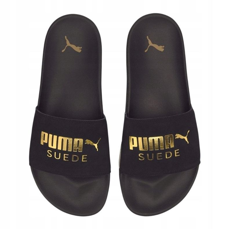 Chinelos pretos Puma Leadcat Ftr Suede Classic 372277 01 dourado 1