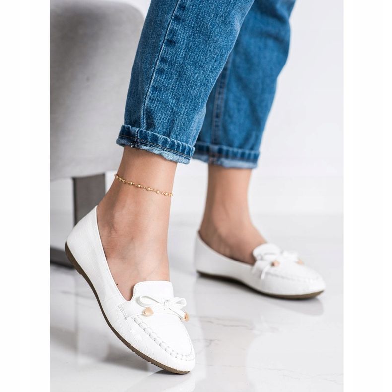 Kayla Mocassins casuais de couro ecológico branco 1
