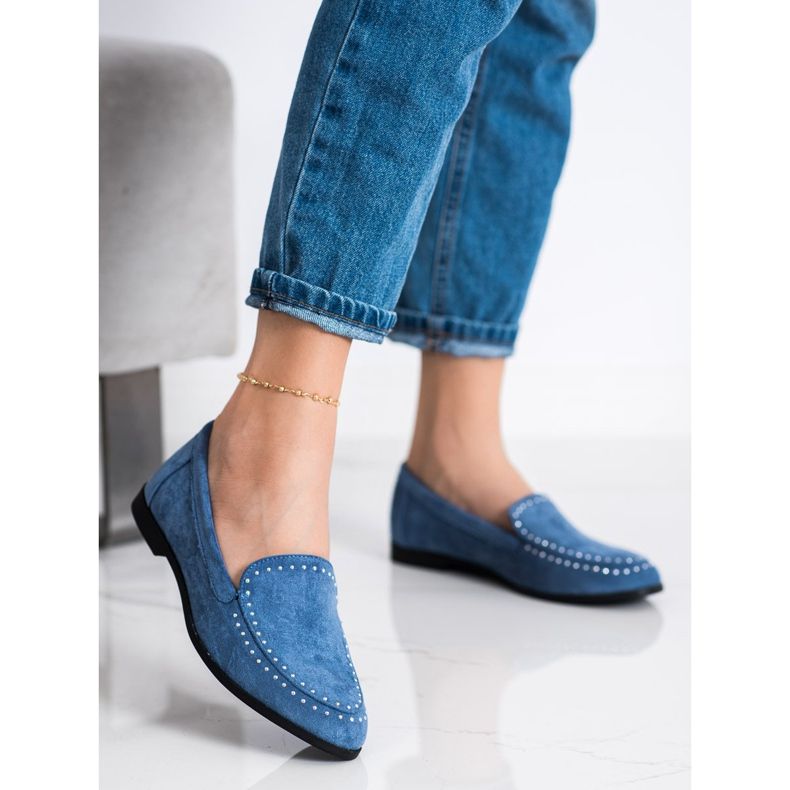 Coura Senhores de camurça clássicos azul 1