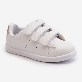 Tênis infantil com velcro branco e ouro linda garota 1