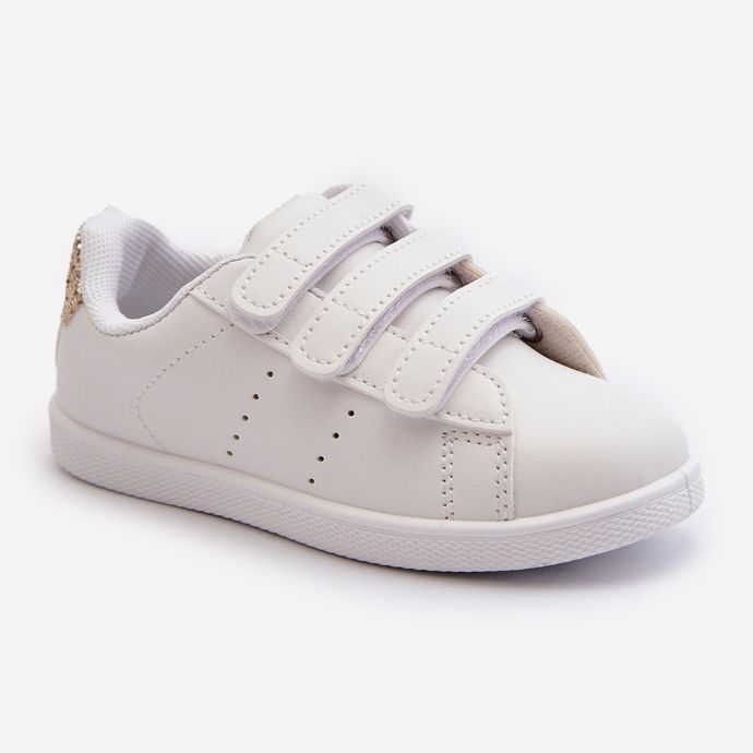 Tênis infantil com velcro branco e ouro linda garota 1