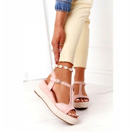 PG1 Sandálias de cunha Graciosa rosa com tranças 2