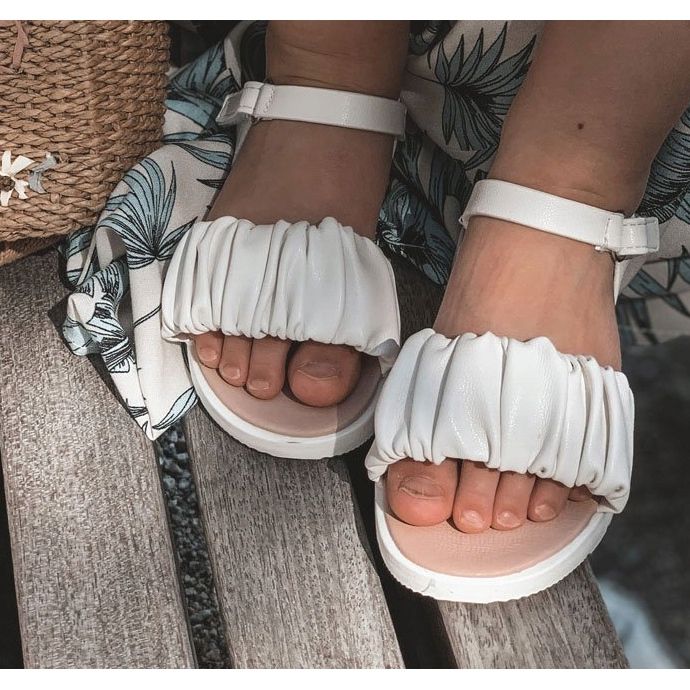 FR1 Sandálias infantis com velcro branco Aimy 5