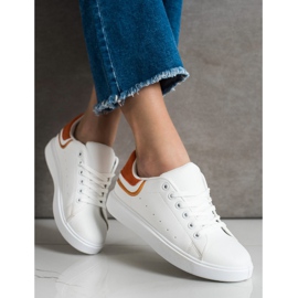 SHELOVET Tênis Com Inserção Laranja branco 2
