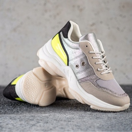 SHELOVET Tênis da moda confortável prata multicolorido 1