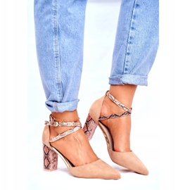 S.Barski Mulheres Pumps On a Heel Snake Beige Juntas bege marrom 2