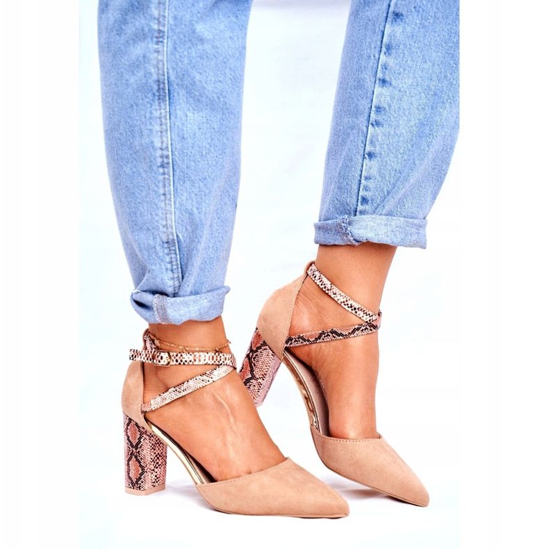 S.Barski Mulheres Pumps On a Heel Snake Beige Juntas bege marrom 2