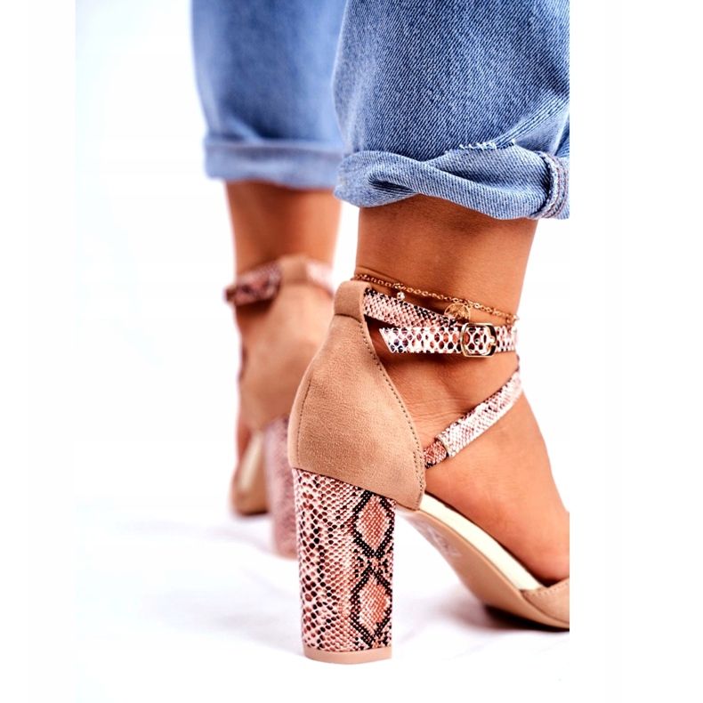 S.Barski Mulheres Pumps On a Heel Snake Beige Juntas bege marrom 3