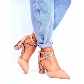 S.Barski Mulheres Pumps On a Heel Snake Beige Juntas bege castanho 4