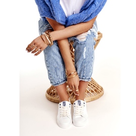 Tênis feminino de couro Big Star BB274211 Branco e azul marinho 2