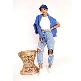 Tênis feminino de couro Big Star BB274211 Branco e azul marinho 1