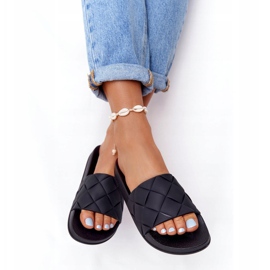 PS1 Chinelos de borracha pretos femininos, vamos nadar 3