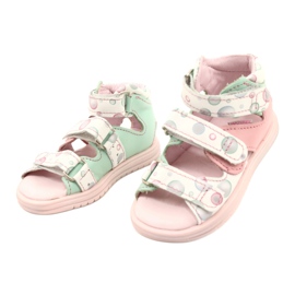 Sandálias de alta profilaxia Mazurek 1291 branco rosa verde 1