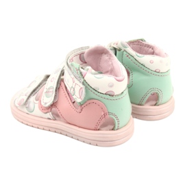 Sandálias de alta profilaxia Mazurek 1291 branco rosa verde 3