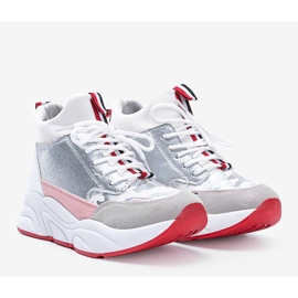 Tênis branco em sola grossa de Cassadi prata multicolorido 1