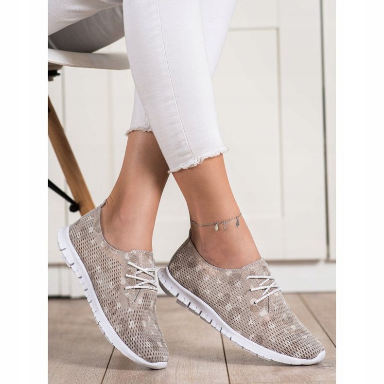 Goodin Sapatos de couro leves bege castanho 1